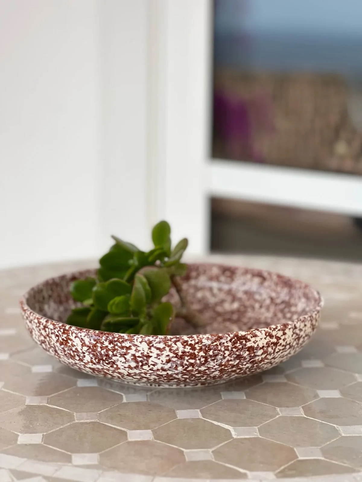 shallow bowl, granite serien, borddækning, familianna, handmade in europe, håndlavet, håndmalet, remix by sofie, familianna, familianna forhandler, familianns størst udvalg og bedste prise, keramik, håndlavet keramik, dansk design, bordækning, håndlavet keramik, keramik med pletter.