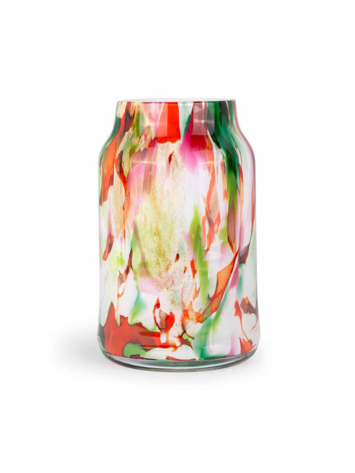 vase i opalglas, mundblæst vase, grønne, røde, blå farver fidrio, remix by sofie