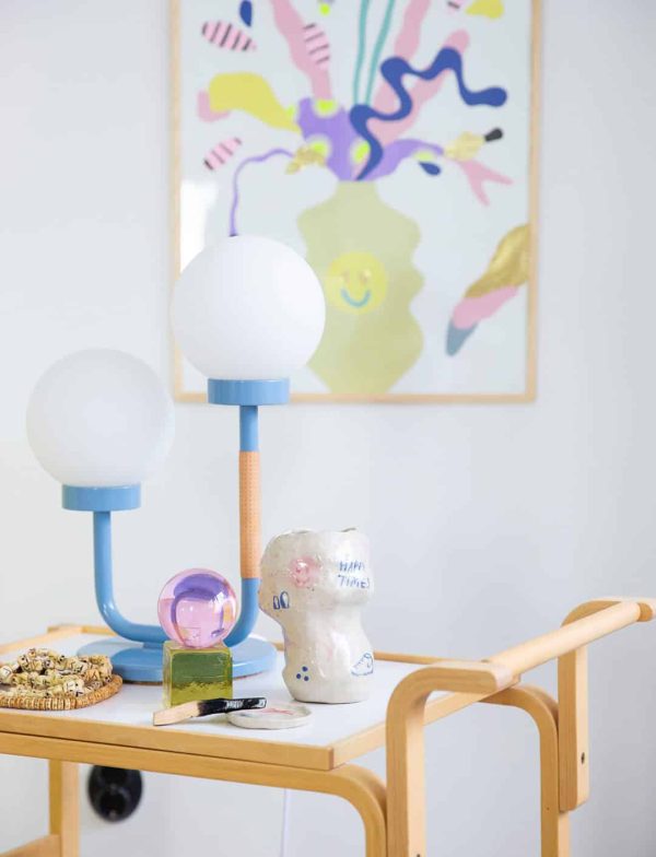 remix by sofie, swedish ninja, bordlampe, little darling, svensk design, maria gustavsson, dobbeltlame, blå lampe,