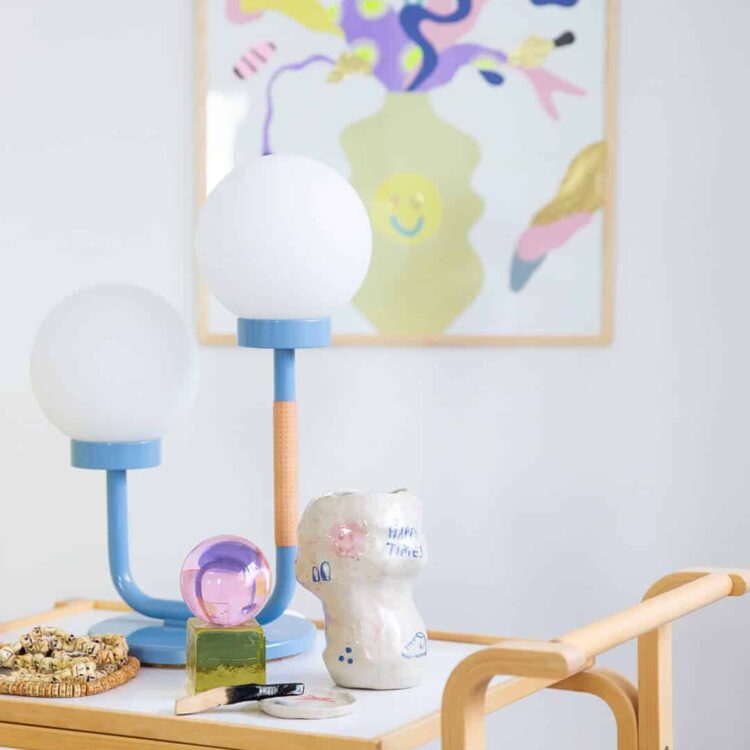 remix by sofie, swedish ninja, bordlampe, little darling, svensk design, maria gustavsson, dobbeltlame, blå lampe,