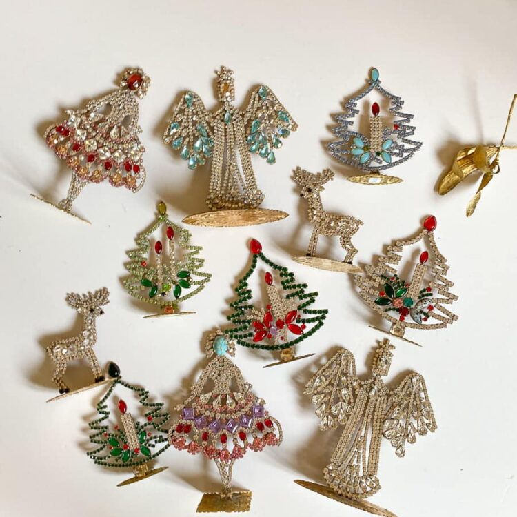 engel i rhinsten, rhinstens engel, juletræ i rhinsten, rhinstens juletræ, vintage juletræ, tjekkiske juletræer, Czech christmastree, Christmas ornaments