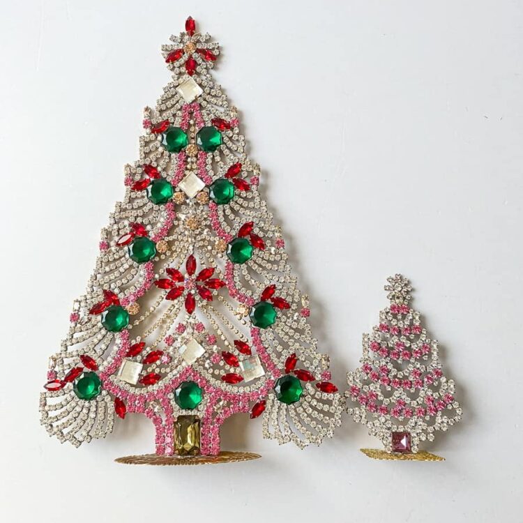 juletræ i rhinsten, rhinstens juletræ, vintage juletræ, tjekkiske juletræer, Czech christmastree, Christmas ornaments