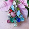 juletræs broche, broche i rhinsten, vintage broche,