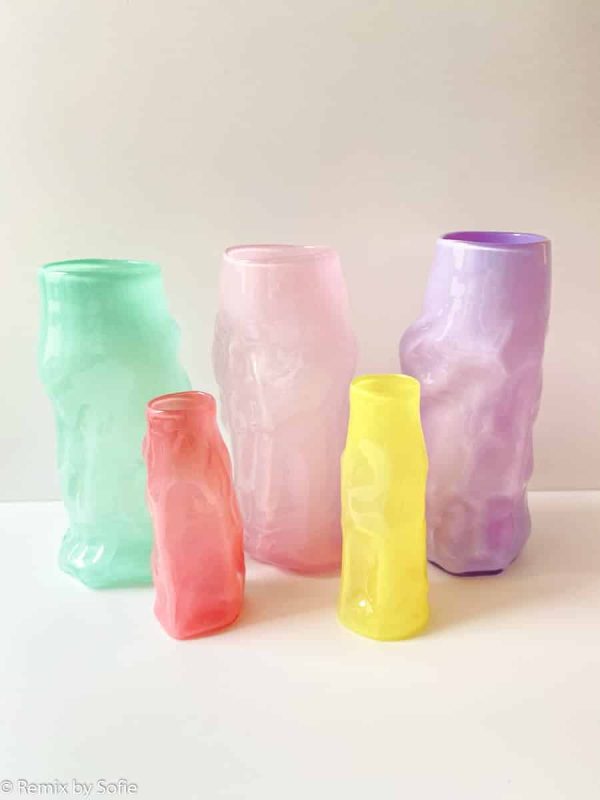 marie retpen vase, vaser, blomster vase, mundblæst glas, blomstervasemundblæst vase, krøl vase, vase i organisk form, krølvase, remix by sofie