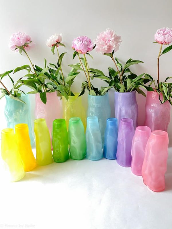 marie retpen vase, vaser, blomster vase, mundblæst glas, blomstervasemundblæst vase, krøl vase, vase i organisk form, krølvase, remix by sofie