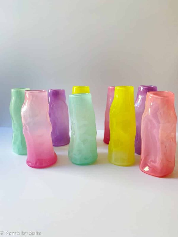 marie retpen vase, vaser, blomster vase, mundblæst glas, blomstervasemundblæst vase, krøl vase, vase i organisk form, krølvase, remix by sofie