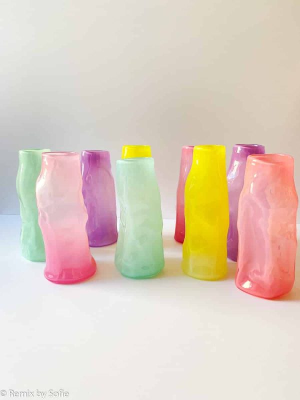 marie retpen vase, vaser, blomster vase, mundblæst glas, blomstervasemundblæst vase, krøl vase, vase i organisk form, krølvase, remix by sofie