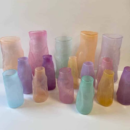 marie retpen vase, vaser, blomster vase, mundblæst glas, blomstervasemundblæst vase, krøl vase, vase i organisk form,