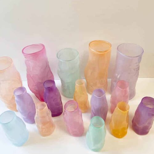 marie retpen vase, vaser, blomster vase, mundblæst glas, blomstervasemundblæst vase, krøl vase, vase i organisk form,