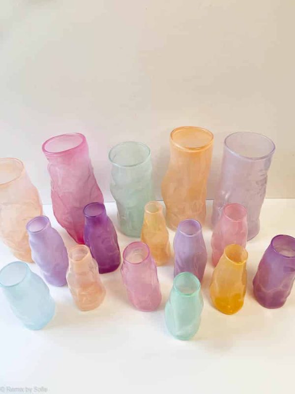 marie retpen vase, vaser, blomster vase, mundblæst glas, blomstervasemundblæst vase, krøl vase, vase i organisk form,