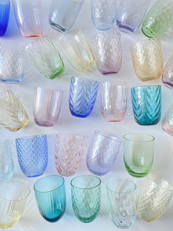 anna von lipa, Remix by Sofie, anna von lipa glas, mundblæste glas, handblown glass, glas, drikkeglas, vandglas, farvede glas, mix og matck glas, mix & matck glas, tumbler, wawe glas, swirk glas, harlekin glas, spiral glas, bambus glas, oliveglas, borddækning, anna von lipa glas, anna von lipa forhandler