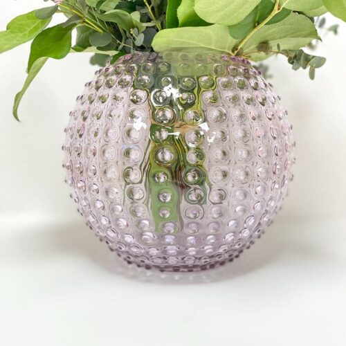 anna von lipa. mundblæst vase, glas vase, krystal vase,pindsvinevase, hobnail vase, vase i pindsvineglas, blomstervase