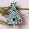 juletræs broche, broche i rhinsten, vintage broche,