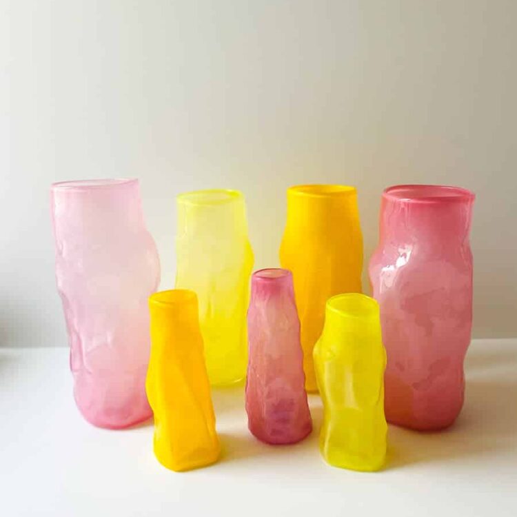 marie retpen vase, vaser, blomster vase, mundblæst glas, blomstervasemundblæst vase, krøl vase, vase i organisk form, krølvase, remix by sofie