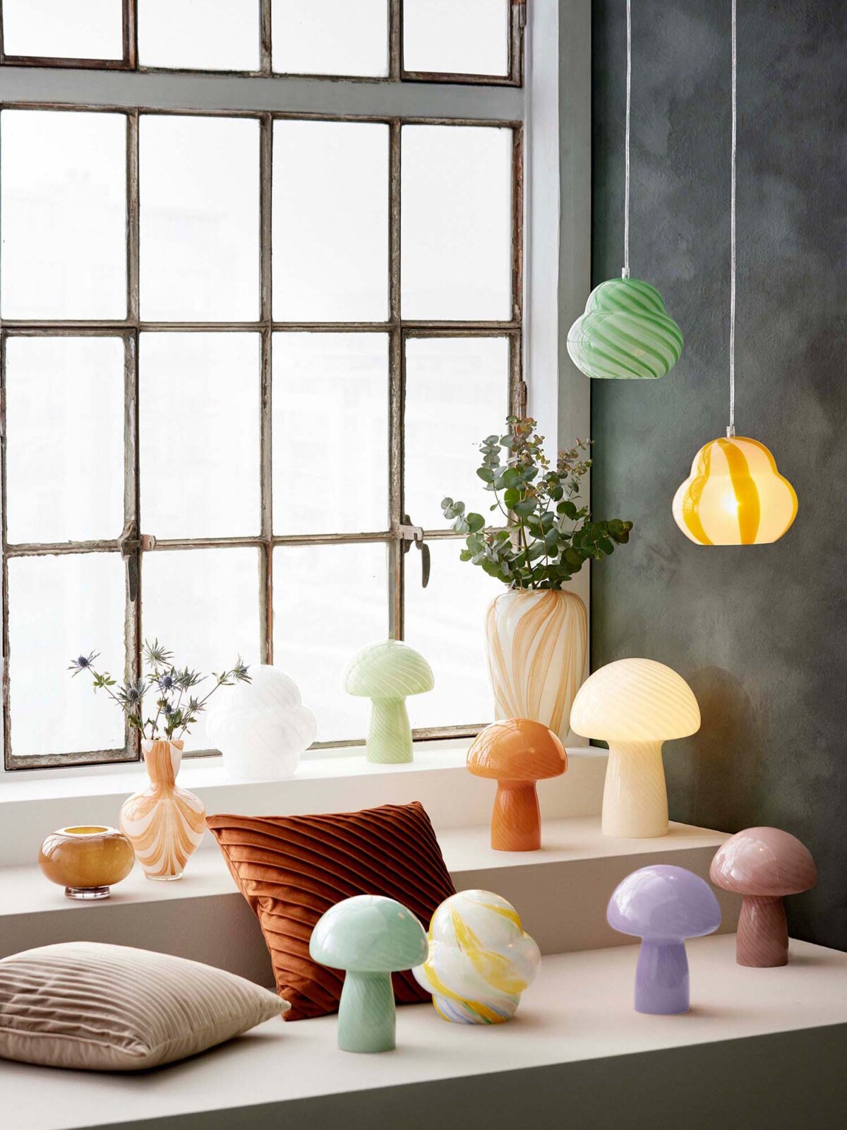 loftslampe bahne, stribet glaslampe, indretning, remix by sofie