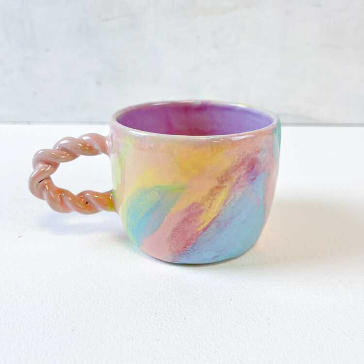 rainbow splash skål, keramik skål, keramic bowl, clay by tina marie, remix by sofie, morgenmadsskål, pastelfarvet skål