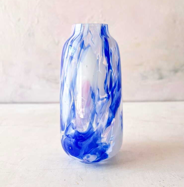 mundblæst confetti Vase, blå - Anna Von Lipa