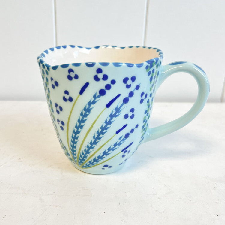 waterlilly mug, håndlavet keramik kopper med hank