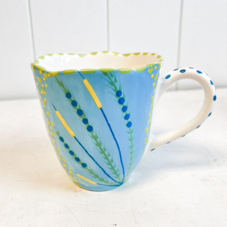 waterlilly mug, håndlavet keramik kopper med hank