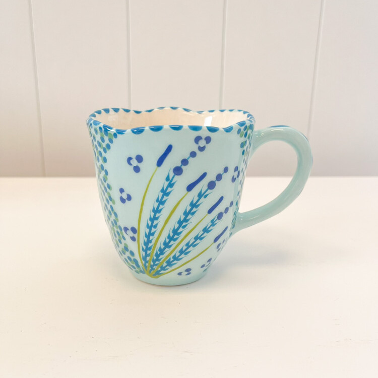 waterlilly mug, håndlavet keramik kopper med hank