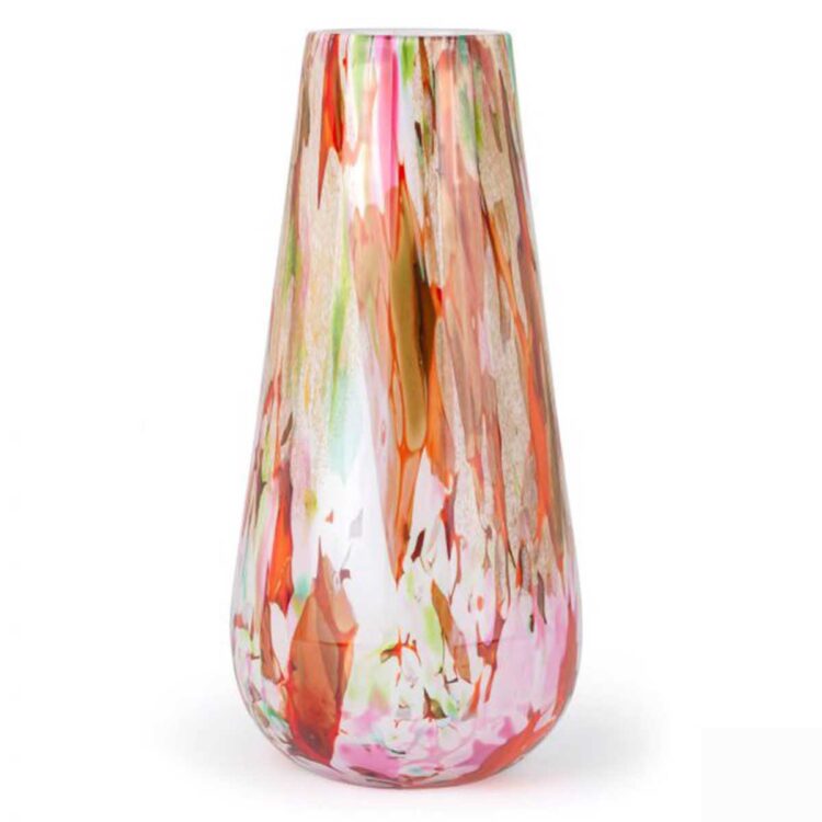 vase i opalglas i blandede farver i lyserød, pink, grøn og rød fra remix by sofie