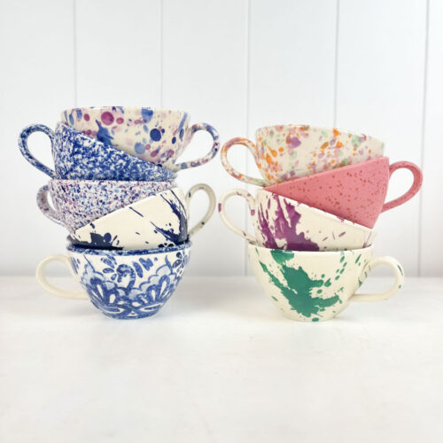 keramik kop med hank fra familianna - ceramic cups - store te kopper og krus