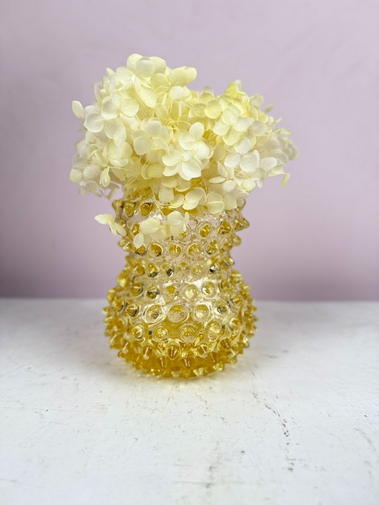 Birdie vase i pindsvineglas - Gul